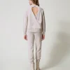Pantalons De Jogging*TWINSET Milano Pantalon De Jogging En Maille Mélangée De Laine Et Lurex Bicolore Blanc Neige/Or Lurex