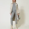 Pantalons De Jogging*TWINSET Milano Pantalon De Jogging En Maille De Laine Mélangée Avec Logo Brodé Gris Chiné Foncé