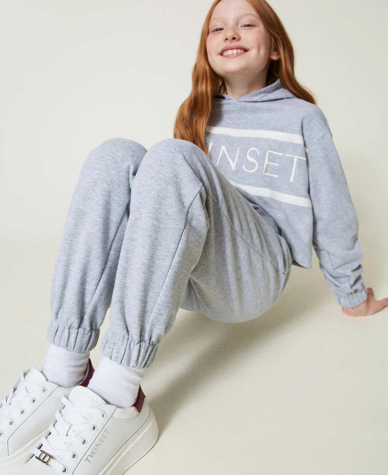 Pantalons Et Jeans*TWINSET Milano Pantalon De Jogging En Molleton Gris Mélangé Clair