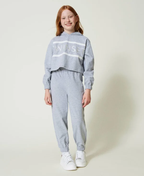 pantalon_de_jogging_en_mo_2-2.webp Pantalons Et Jeans*TWINSET Milano Pantalon De Jogging En Molleton Gris Mélangé Clair