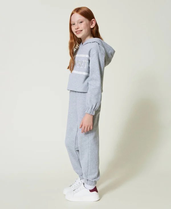 pantalon_de_jogging_en_mo_3-2.webp Pantalons Et Jeans*TWINSET Milano Pantalon De Jogging En Molleton Gris Mélangé Clair
