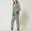 Pantalons De Jogging*TWINSET Milano Pantalon De Jogging En Pied-de-poule Petit Pied-de-Poule Noir/Blanc Neige