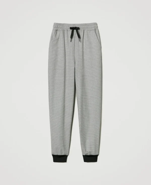 Pantalons De Jogging*TWINSET Milano Pantalon De Jogging En Pied-de-poule Petit Pied-de-Poule Noir/Blanc Neige