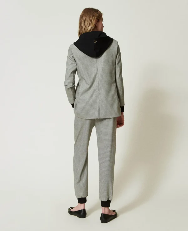 Pantalons De Jogging*TWINSET Milano Pantalon De Jogging En Pied-de-poule Petit Pied-de-Poule Noir/Blanc Neige