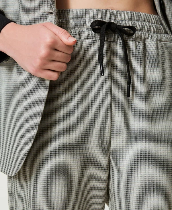 Pantalons De Jogging*TWINSET Milano Pantalon De Jogging En Pied-de-poule Petit Pied-de-Poule Noir/Blanc Neige