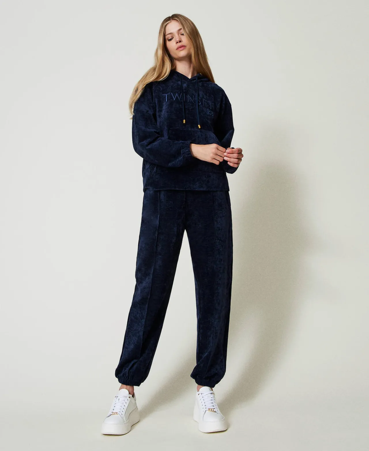 Pantalons De Jogging*TWINSET Milano Pantalon De Jogging En Velours Bleu Blackout