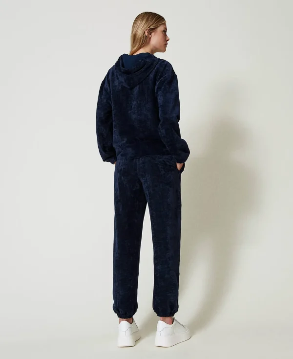 pantalon_de_jogging_en_ve_3.webp Pantalons De Jogging*TWINSET Milano Pantalon De Jogging En Velours Bleu Blackout