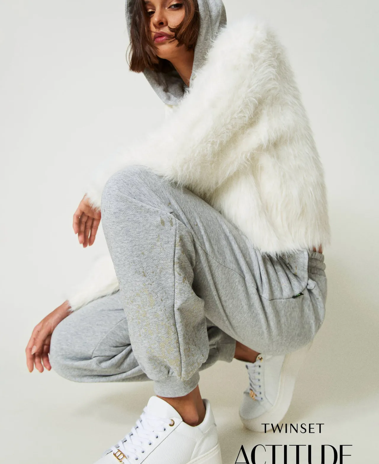 Pantalons De Jogging*TWINSET Milano Pantalon De Jogging MYFO Avec Imprimé Pailleté Gris Mélangé