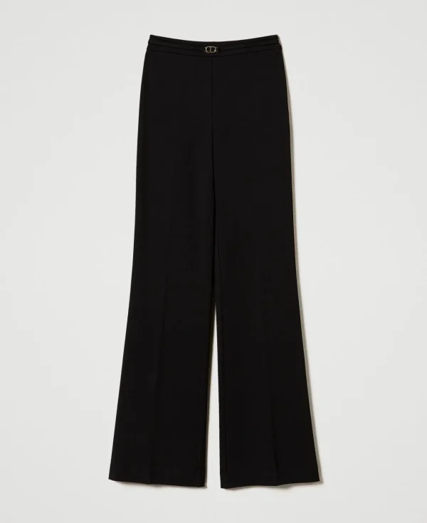 Pantalons Élégants | Pantalons Droits Et Cigarette*TWINSET Milano Pantalon Droit Avec Bride Oval T Noir