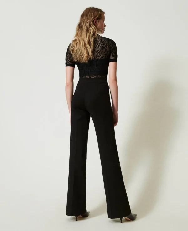 Pantalons Élégants | Pantalons Droits Et Cigarette*TWINSET Milano Pantalon Droit Avec Bride Oval T Noir