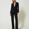 Pantalons Élégants | Pantalons Droits Et Cigarette*TWINSET Milano Pantalon Droit En Crêpe Cady Noir