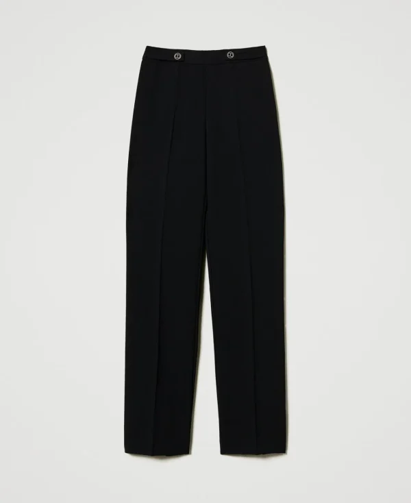 Pantalons Élégants | Pantalons Droits Et Cigarette*TWINSET Milano Pantalon Droit En Crêpe Cady Noir
