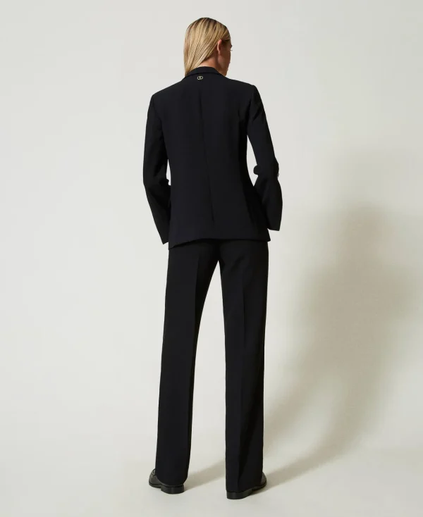 Pantalons Élégants | Pantalons Droits Et Cigarette*TWINSET Milano Pantalon Droit En Crêpe Cady Noir