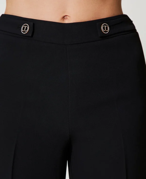 Pantalons Élégants | Pantalons Droits Et Cigarette*TWINSET Milano Pantalon Droit En Crêpe Cady Noir