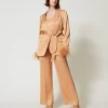 Pantalons Droits Et Cigarette | Pantalons Élégants*TWINSET Milano Pantalon Droit En Satin Orange « Bubbly »