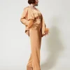 Pantalons Droits Et Cigarette | Pantalons Élégants*TWINSET Milano Pantalon Droit En Satin Orange « Bubbly »