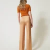 Pantalons Droits Et Cigarette | Pantalons Élégants*TWINSET Milano Pantalon Droit En Satin Orange « Bubbly »