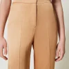 Pantalons Droits Et Cigarette | Pantalons Élégants*TWINSET Milano Pantalon Droit En Satin Orange « Bubbly »