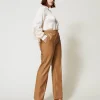 pantalon_effet_cuir_avec__2.webp Pantalons Droits Et Cigarette*TWINSET Milano Pantalon Effet Cuir Avec élastique Marron « Sandy Brown »