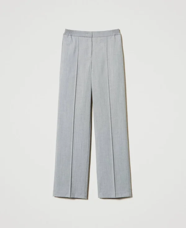Pantalons Élégants | Pantalons Droits Et Cigarette*TWINSET Milano Pantalon En Laine Mélangée Avec Pli Gris moyen chiné