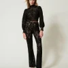 Pantalons Élégants | Pantalons Droits Et Cigarette*TWINSET Milano Pantalon En Maille Florale Au Crochet Noir