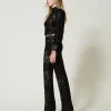 Pantalons Élégants | Pantalons Droits Et Cigarette*TWINSET Milano Pantalon En Maille Florale Au Crochet Noir