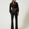 Pantalons Élégants | Pantalons Droits Et Cigarette*TWINSET Milano Pantalon En Maille Florale Au Crochet Noir