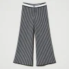 Pantalons Et Jeans*TWINSET Milano Pantalon En Maille Jacquard Pied-de-poule Bicolore Blanc Cassé / Noir
