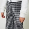 Pantalons Et Jeans*TWINSET Milano Pantalon En Maille Jacquard Pied-de-poule Bicolore Blanc Cassé / Noir