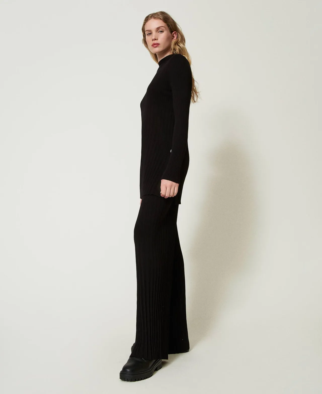 Pantalons Larges Et Palazzo*TWINSET Milano Pantalon En Maille Plissée Noir