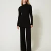 pantalon_en_maille_plisse_2.webp Pantalons Larges Et Palazzo*TWINSET Milano Pantalon En Maille Plissée Noir