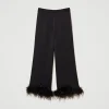 Pantalons Élégants | Pantalons Droits Et Cigarette*TWINSET Milano Pantalon En Satin Avec Plumes Noir