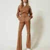 pantalon_en_scuba_jacquar_0.webp Pantalons Évasés*TWINSET Milano Pantalon En Scuba Jacquard Caramel Camel
