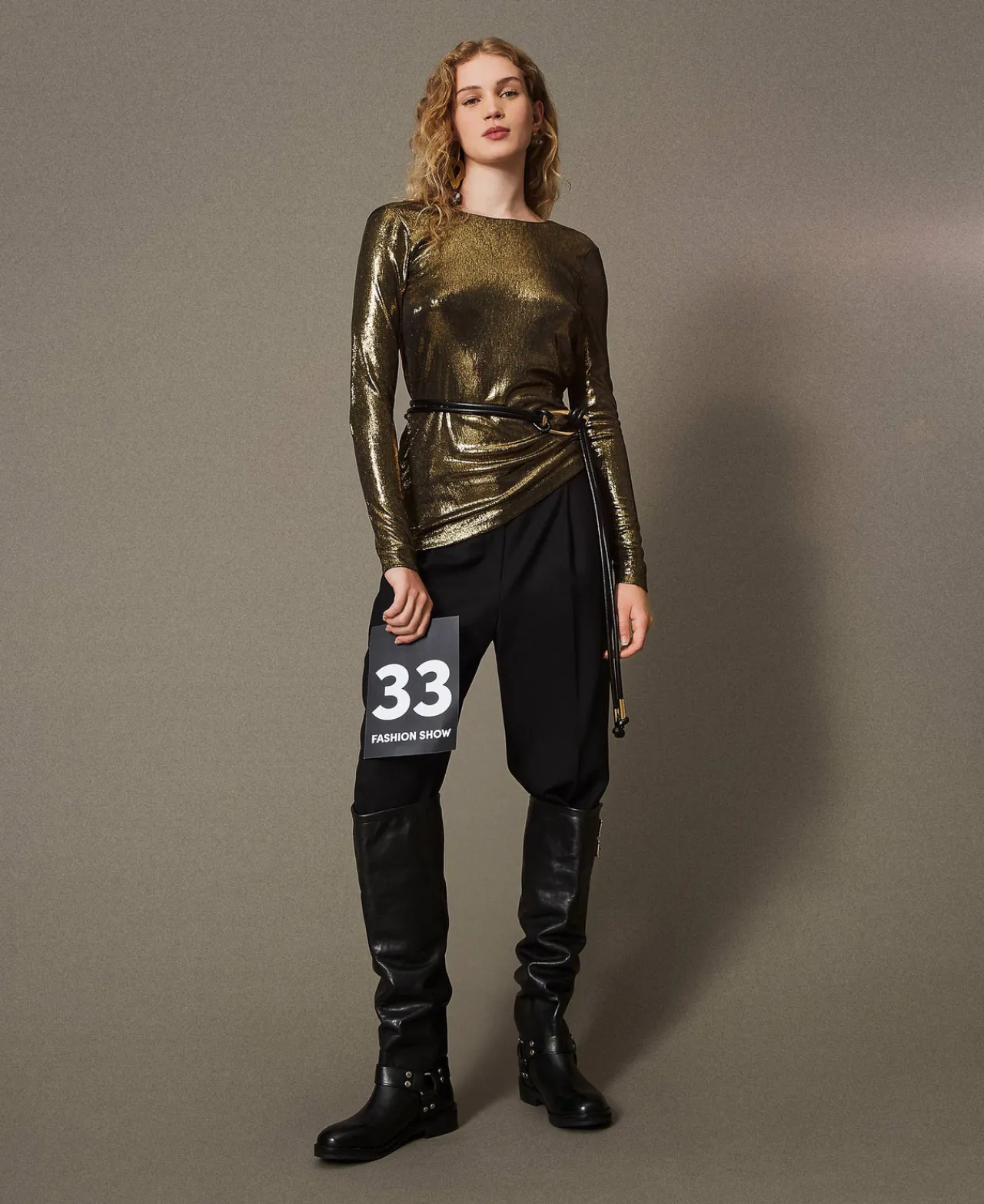 pantalon_en_serg_de_laine_0.webp Pantalons Élégants | Pantalons Droits Et Cigarette*TWINSET Milano Pantalon En Sergé De Laine Mélangée Noir