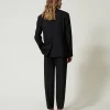 Pantalons Élégants | Pantalons Droits Et Cigarette*TWINSET Milano Pantalon En Sergé De Laine Mélangée Noir
