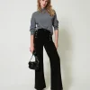 Pantalons Élégants | Pantalons Larges Et Palazzo*TWINSET Milano Pantalon En Velours Avec Boutons Noir