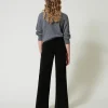 Pantalons Élégants | Pantalons Larges Et Palazzo*TWINSET Milano Pantalon En Velours Avec Boutons Noir