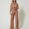 Pantalons Larges Et Palazzo*TWINSET Milano Pantalon Palazzo à Carreaux Avec Lurex Marron « Beaver »
