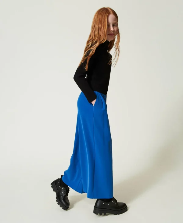 Pantalons Et Jeans*TWINSET Milano Pantalon Palazzo En Flanelle Bleu « Surf »