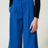 Pantalons Et Jeans*TWINSET Milano Pantalon Palazzo En Flanelle Bleu « Surf »
