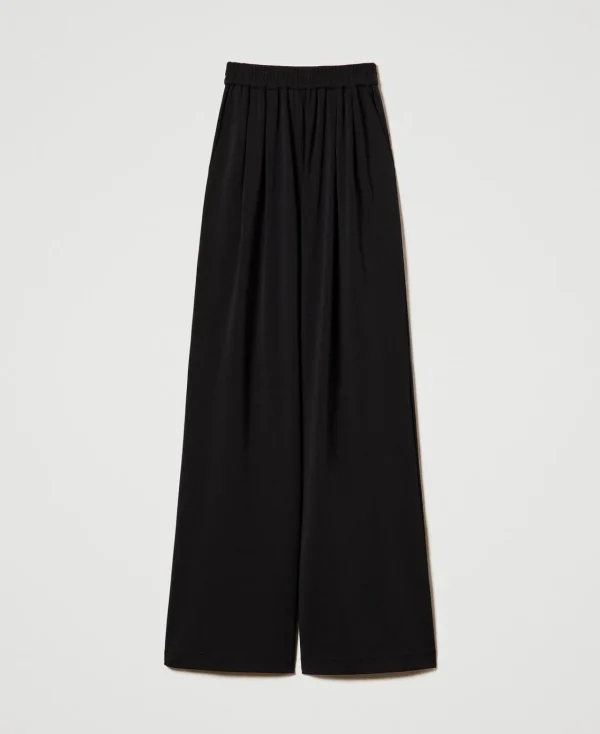 Pantalons Larges Et Palazzo*TWINSET Milano Pantalon Palazzo En Jersey Crêpé Noir