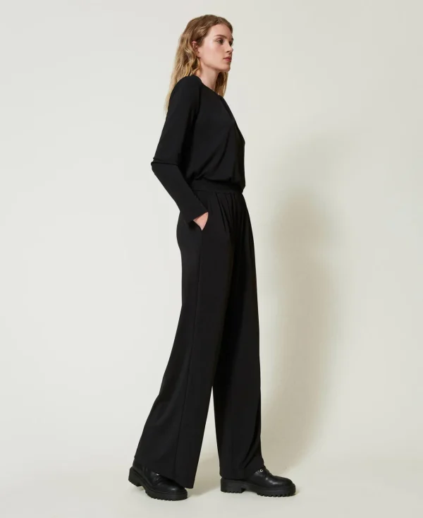 Pantalons Larges Et Palazzo*TWINSET Milano Pantalon Palazzo En Jersey Crêpé Noir