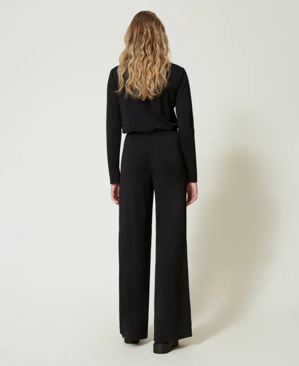 Pantalons Larges Et Palazzo*TWINSET Milano Pantalon Palazzo En Jersey Crêpé Noir
