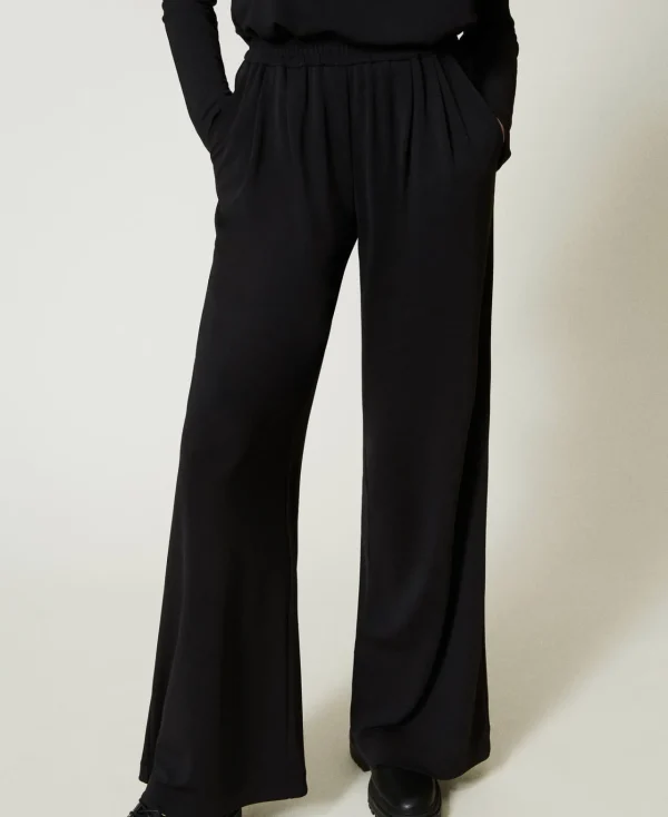 Pantalons Larges Et Palazzo*TWINSET Milano Pantalon Palazzo En Jersey Crêpé Noir