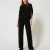 Pantalons Larges Et Palazzo*TWINSET Milano Pantalon Palazzo En Laine Mélangée Noir