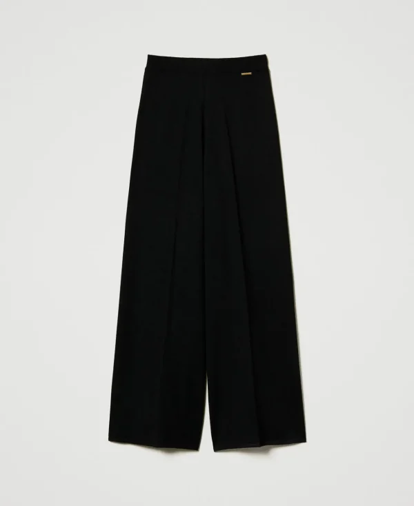 Pantalons Larges Et Palazzo*TWINSET Milano Pantalon Palazzo En Laine Mélangée Noir