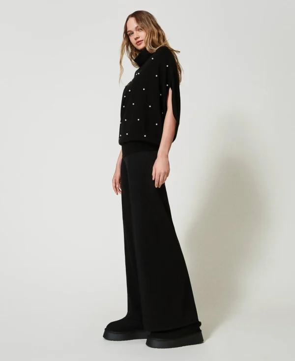 Pantalons Larges Et Palazzo*TWINSET Milano Pantalon Palazzo En Laine Mélangée Noir