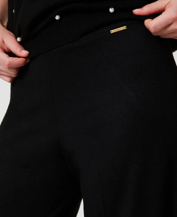 Pantalons Larges Et Palazzo*TWINSET Milano Pantalon Palazzo En Laine Mélangée Noir