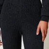Pantalons Larges Et Palazzo*TWINSET Milano Pantalon Palazzo En Maille De Laine Mélangée Gris Anthracite Chiné