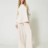 pantalon_palazzo_en_molle_0.webp Pantalons Larges Et Palazzo*TWINSET Milano Pantalon Palazzo En Molleton Blanc « Old White »